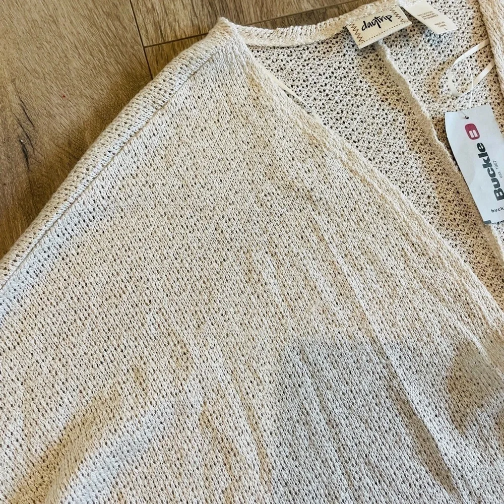 Daytrip Cream Flyaway Knit Open Front Lightweight Cardigan Sweater Size L New